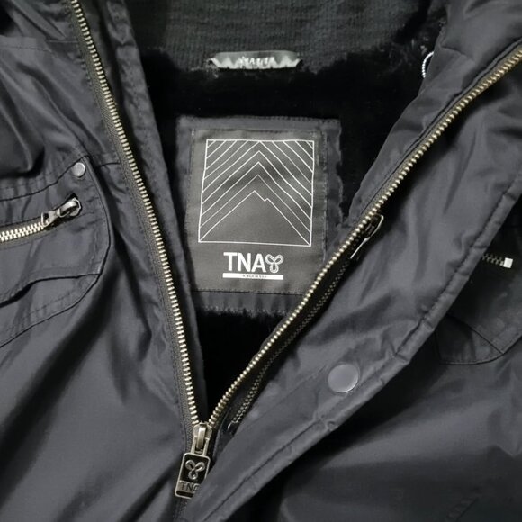 ARITZIA TNA Verbier Parka Black Long Coat Faux Fur Hood Women's (S) Winter - Picture 8 of 12